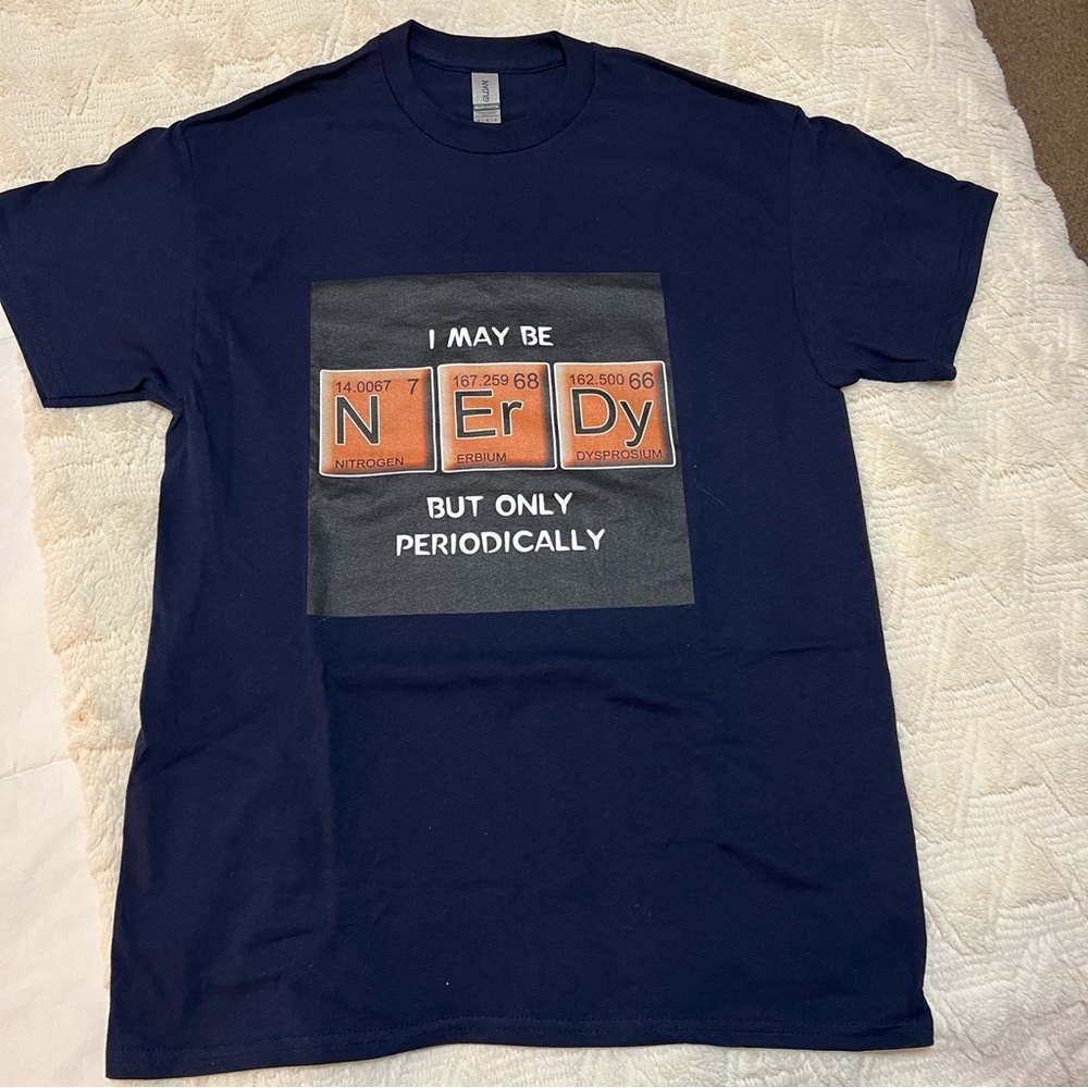 Mens unisex NERDY T-shirt size medium. Blue. Science - Picture 2 of 5
